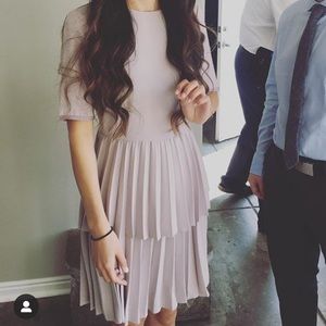 Mauve dress with pleated skirt